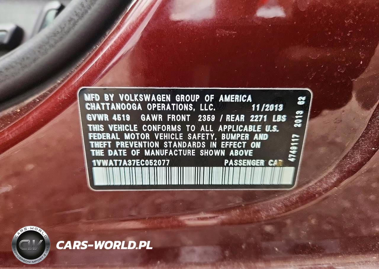 2014 Volkswagen Passat S VIN:1VWAT7A37EC052077 - 12