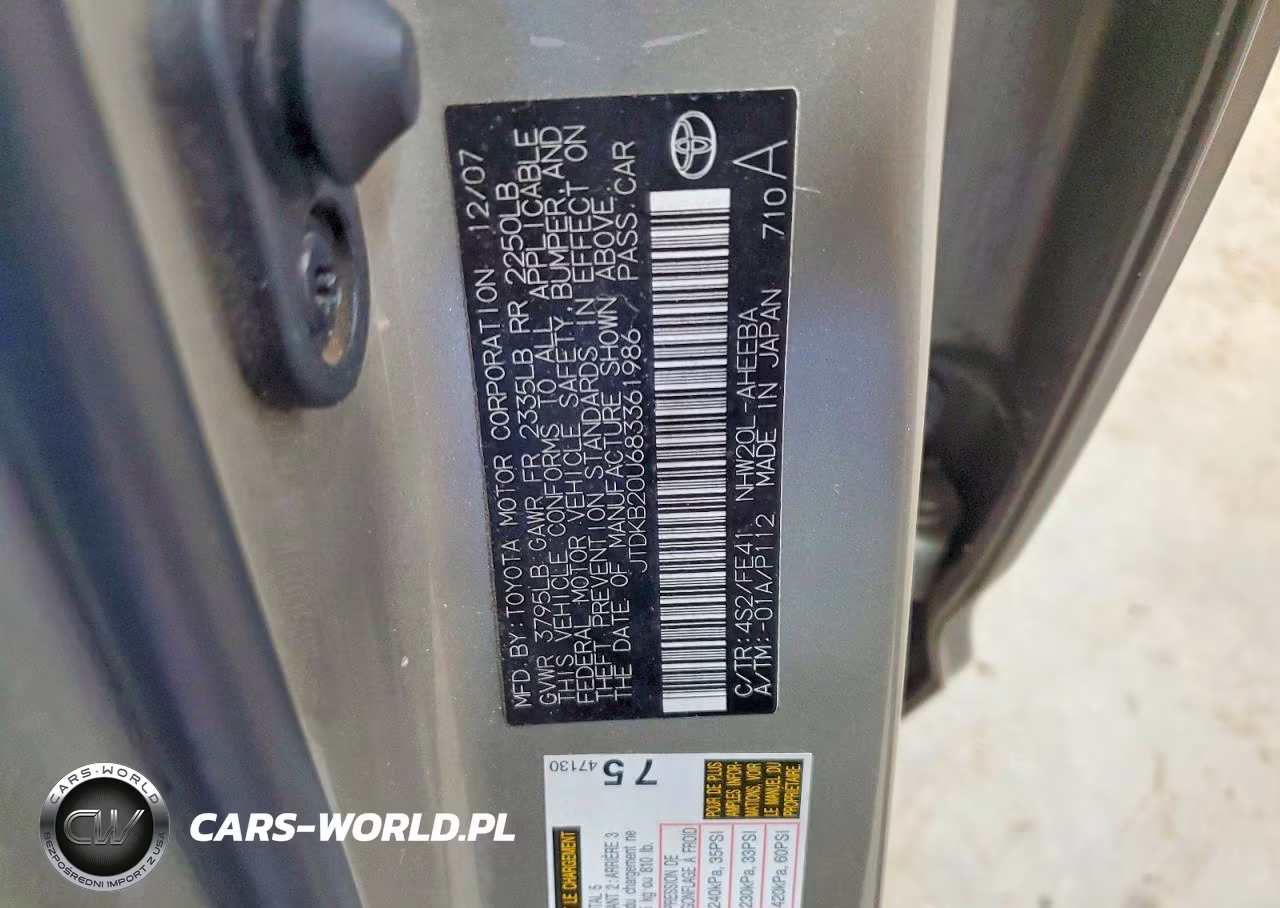 2008 Toyota Prius Base VIN:JTDKB20U683361986 - 12