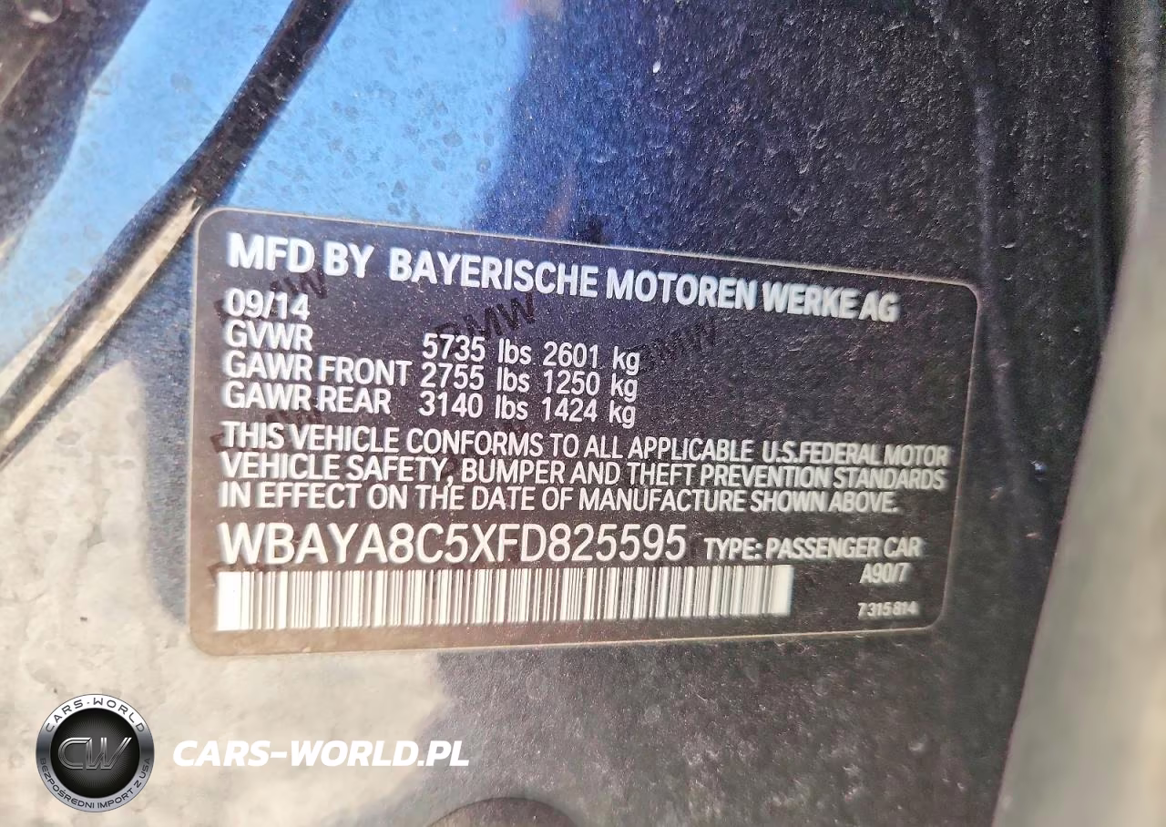 2015 BMW 750 I VIN:WBAYA8C5XFD825595 - 12