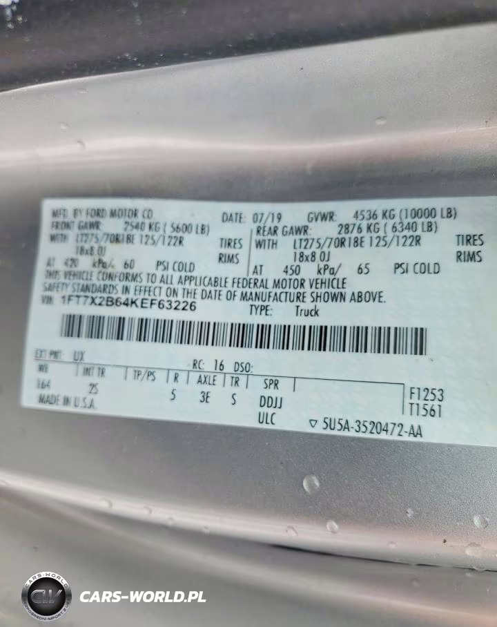 2019 Ford F250 VIN:1FT7X2B64KEF63226 - 12