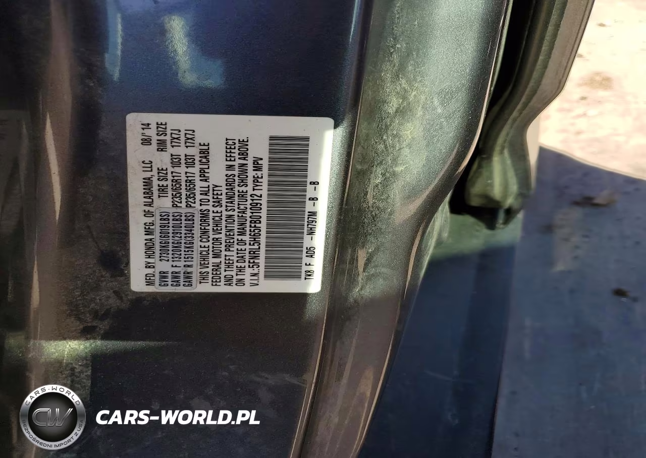 2015 Honda Odyssey Exl VIN:5FNRL5H65FB010912 - 12
