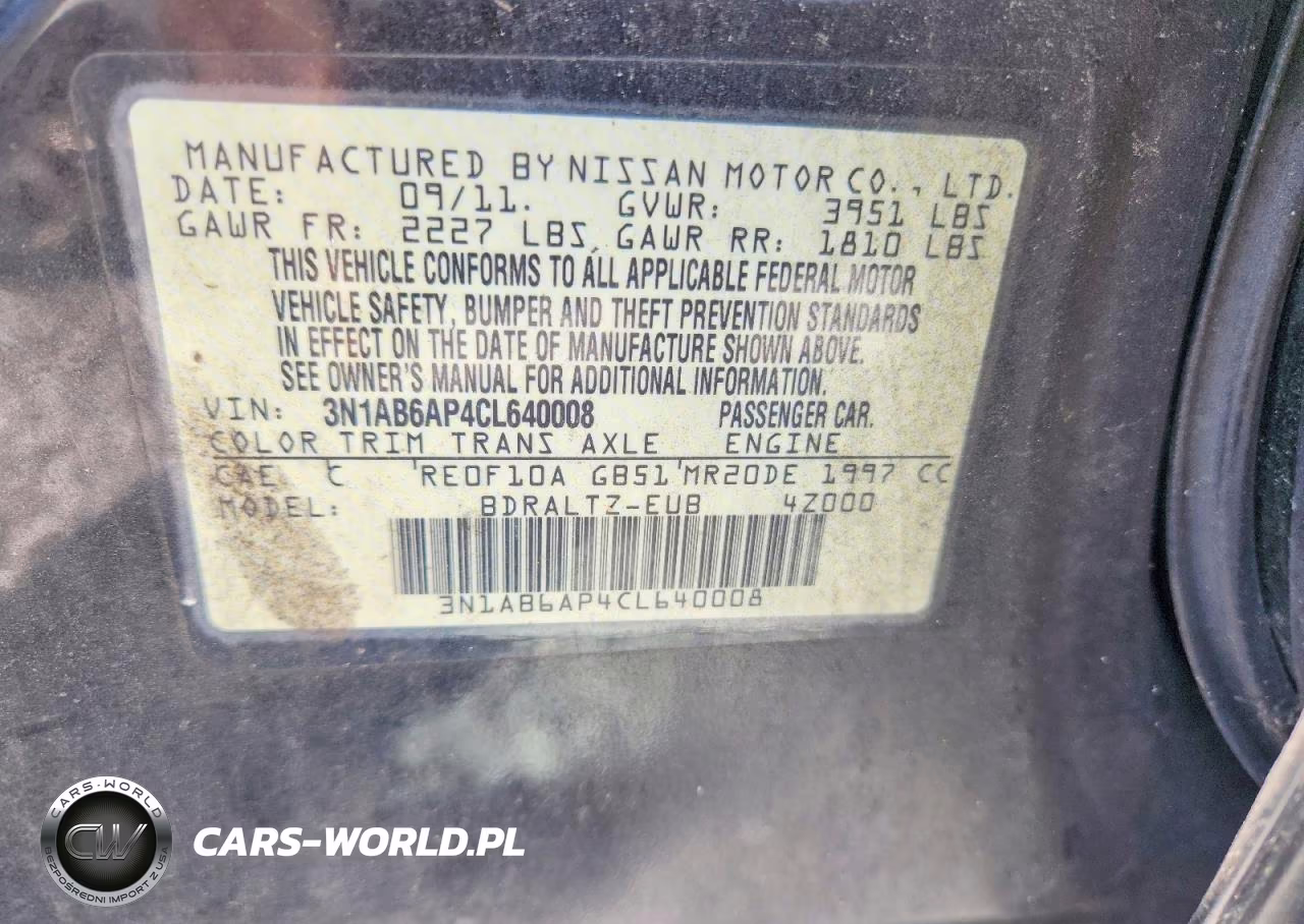 2012 Nissan Sentra 2.0 VIN:3N1AB6AP4CL640008 - 12