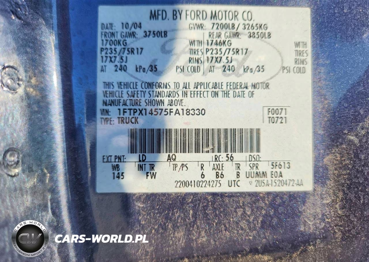 2005 Ford F150 VIN:1FTPX14575FA18330 - 12