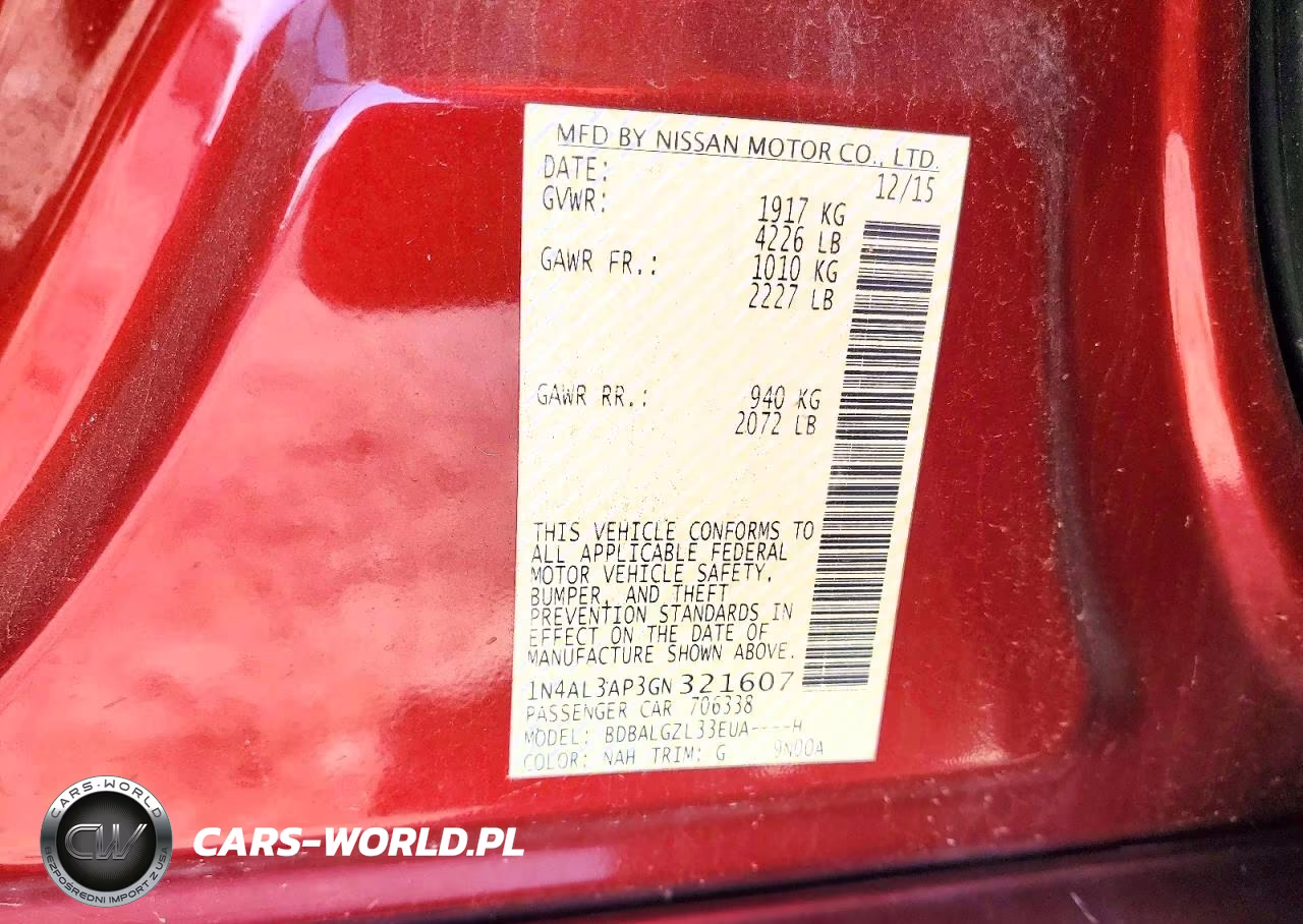 2016 Nissan Altima 2.5 S VIN:1N4AL3AP3GN321607 - 12