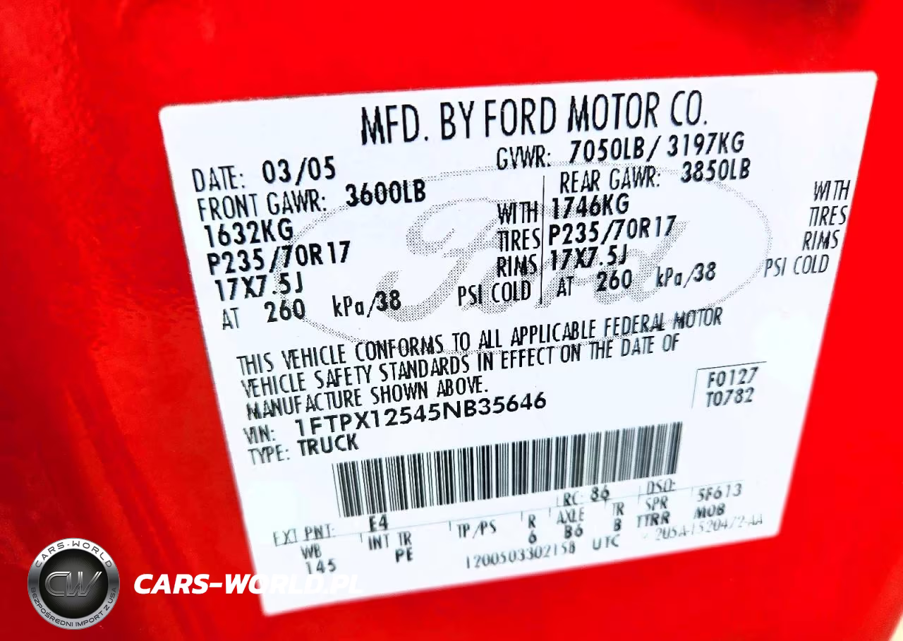2005 Ford F150 VIN:1FTPX12545NB35646 - 12