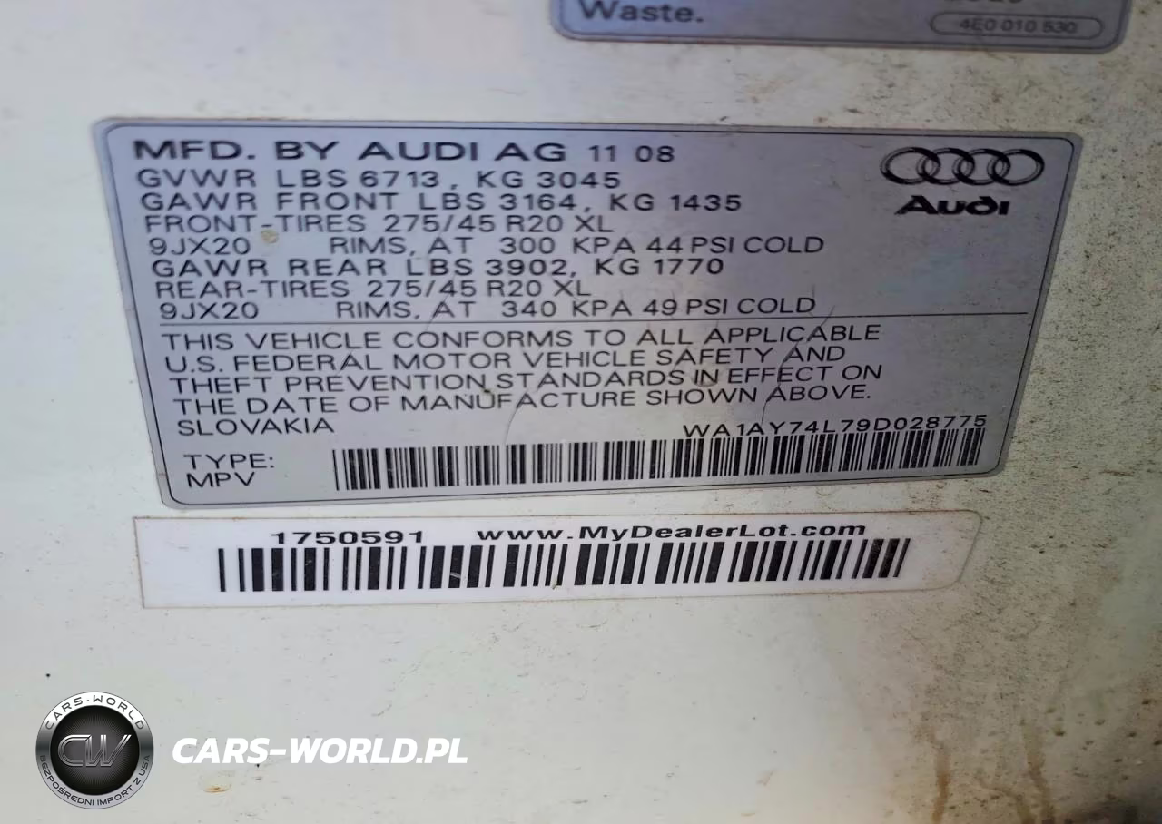 2009 Audi Q7 3.6 Quattro VIN:WA1AY74L79D028775 - 13