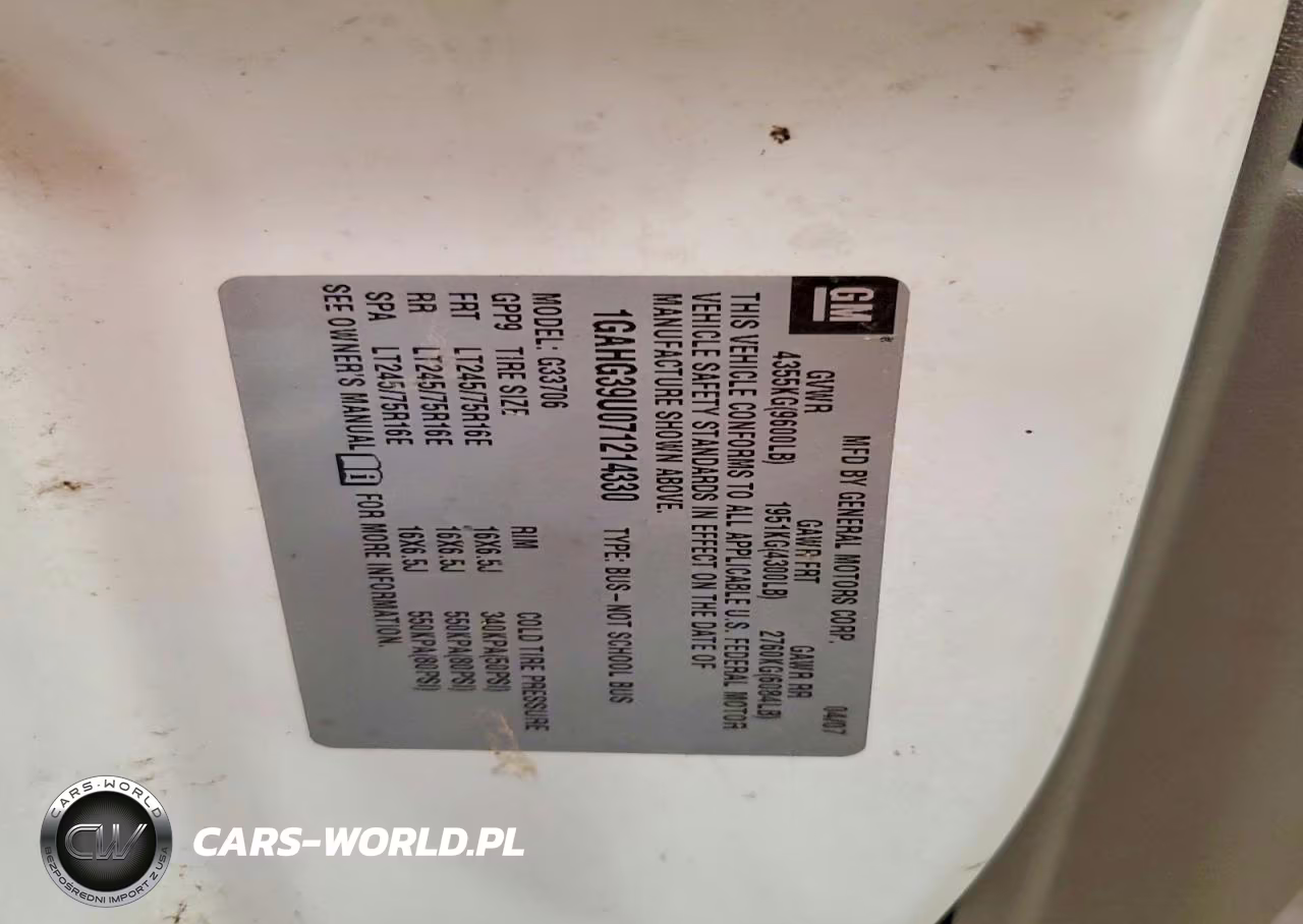 2007 Chevrolet Express G3500 VIN:1GAHG39U071214330 - 12