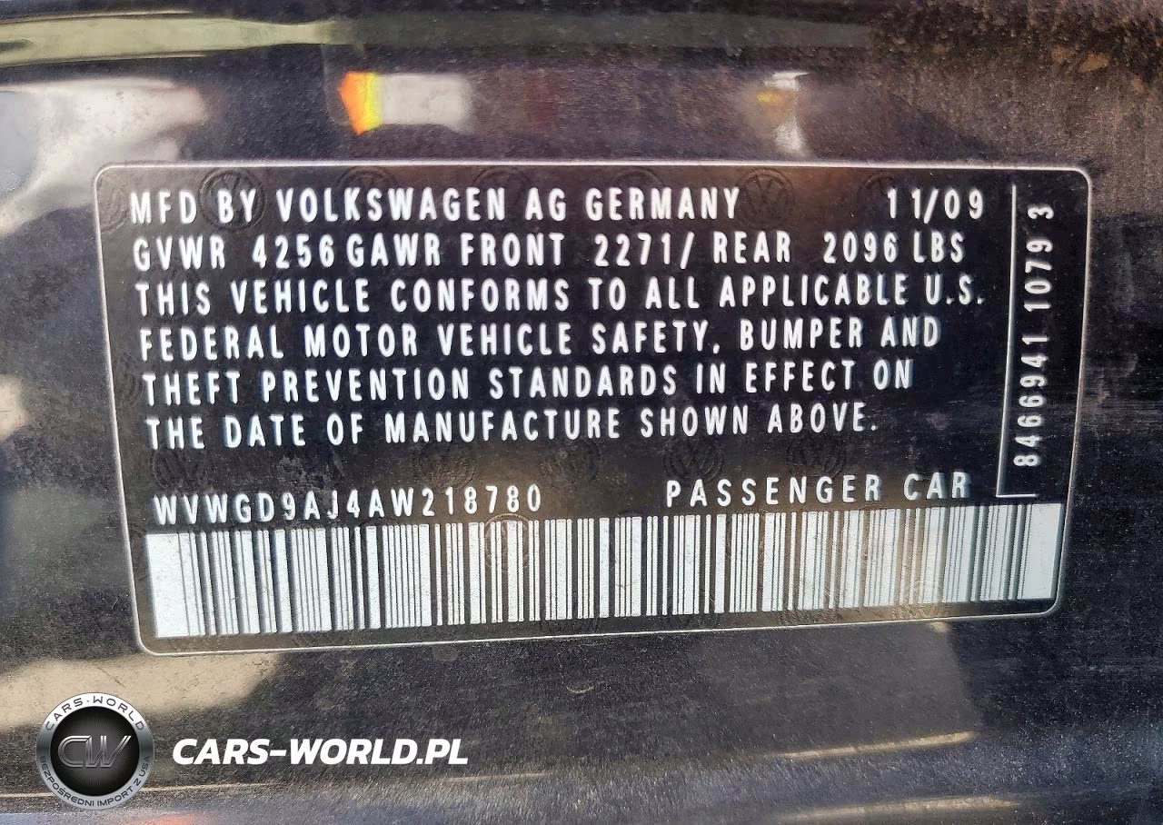 2010 Volkswagen Gti VIN:WVWGD9AJ4AW218780 - 12