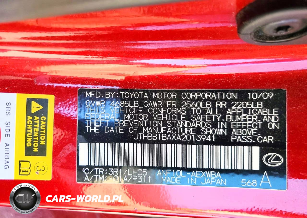 2010 Lexus Hs 250H VIN:JTHBB1BAXA2013941 - 13