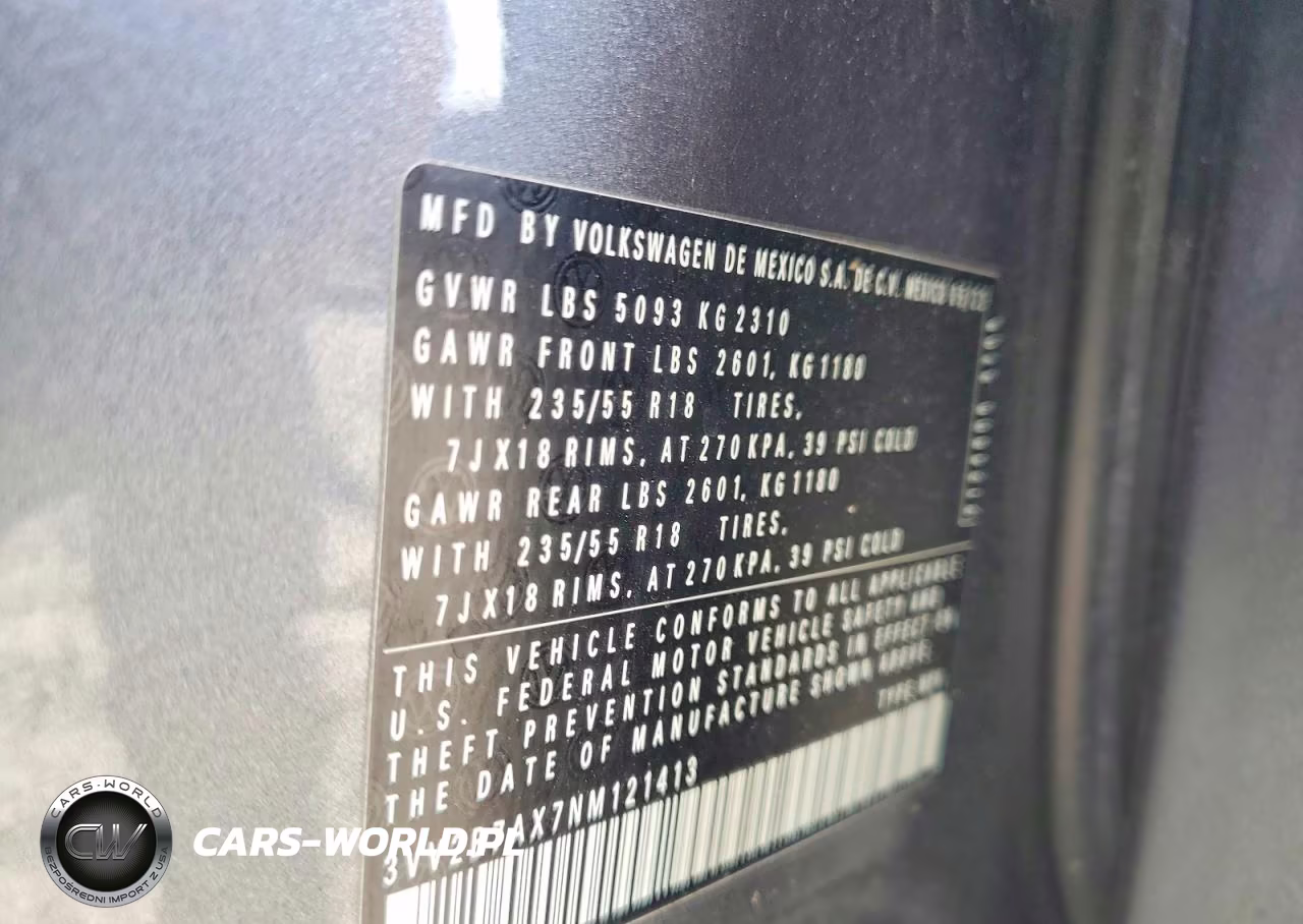 2022 Volkswagen Tiguan Se VIN:3VV2B7AX7NM121413 - 13
