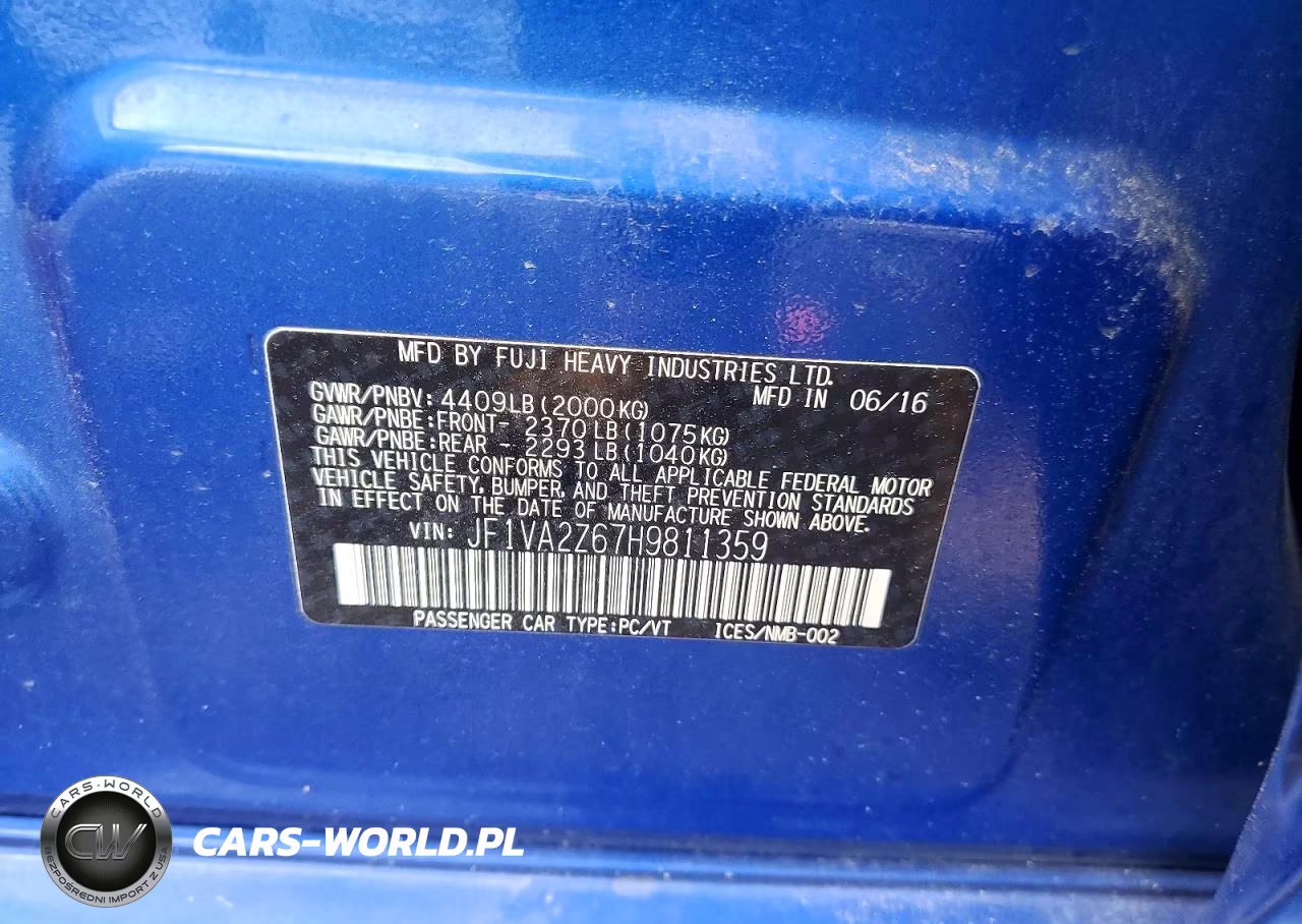2017 Subaru Wrx Sti Limited VIN:JF1VA2Z67H9811359 - 12
