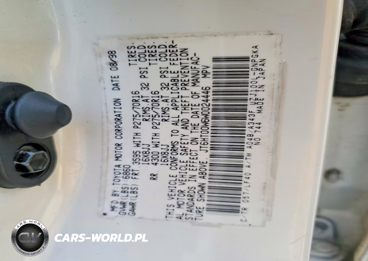 1998 Lexus Lx 470 VIN:JT6HT00W6W0024446 - 13