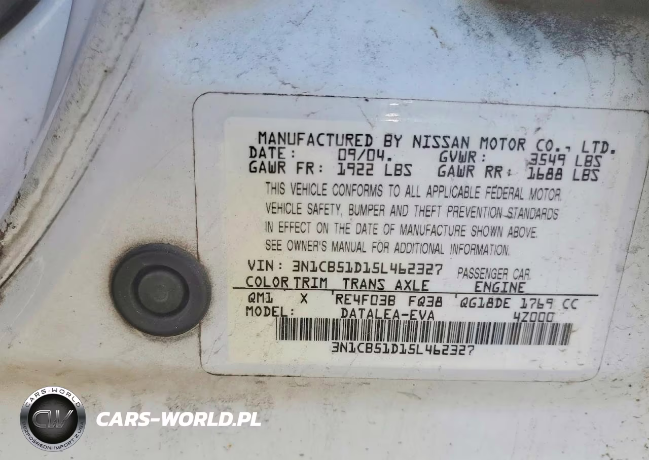 2005 Nissan Sentra 1.8 VIN:3N1CB51D15L462327 - 12