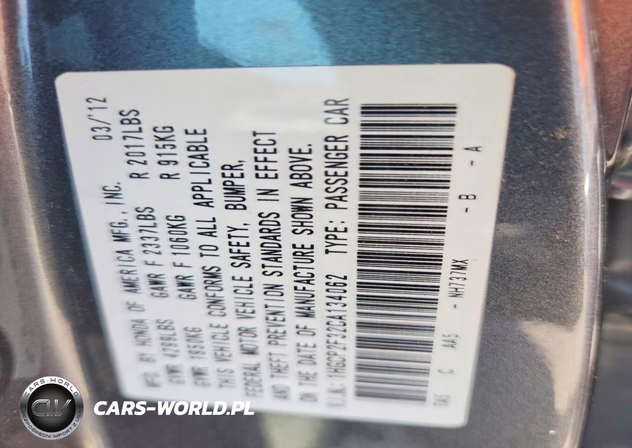 2012 Honda Accord Lx VIN:1HGCP2F32CA134062 - 12