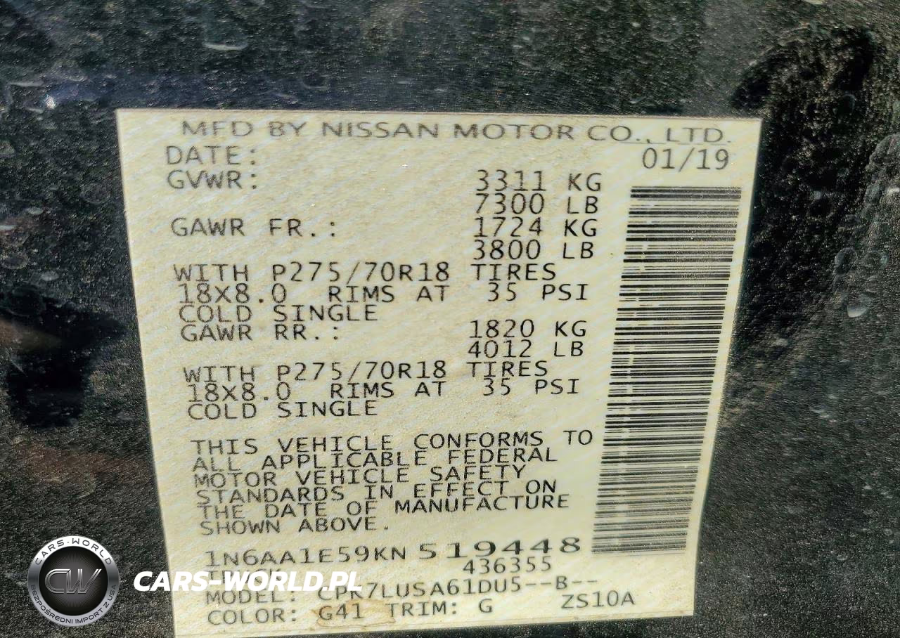 2019 Nissan Titan Pro-4X VIN:1N6AA1E59KN519448 - 13