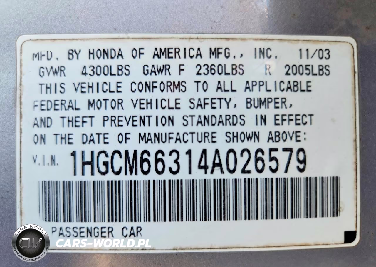 2004 Honda Accord Lx VIN:1HGCM66314A026579 - 12