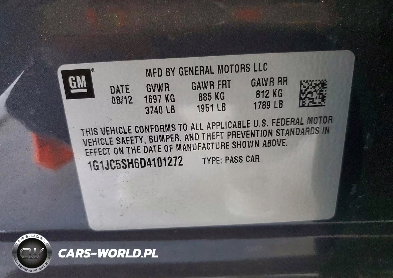 2013 Chevrolet Sonic Lt VIN:1G1JC5SH6D4101272 - 12