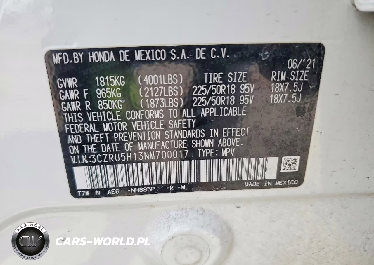 2022 Honda Hr-V Sport VIN:3CZRU5H13NM700017 - 14