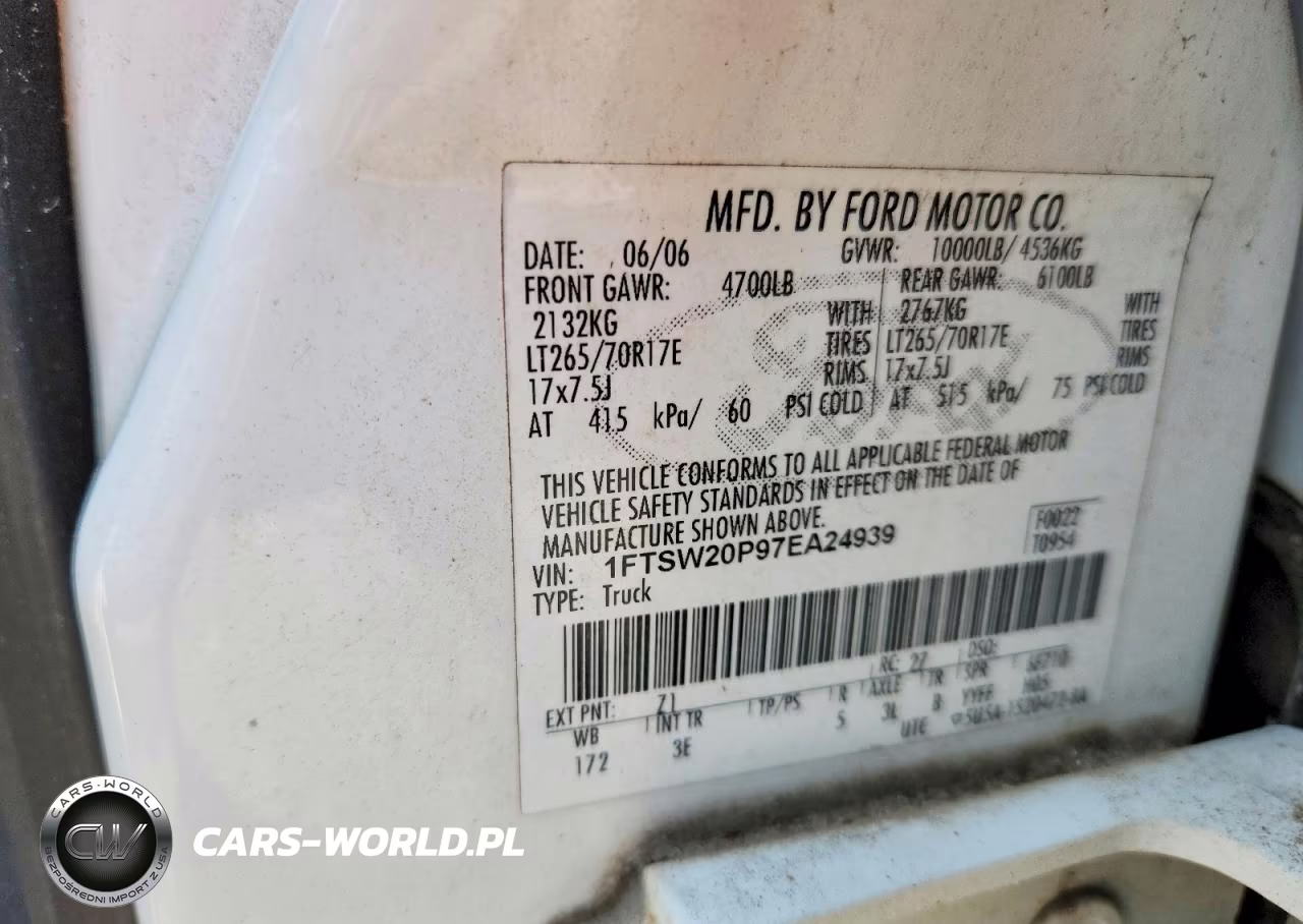 2007 Ford F250 Super Duty VIN:1FTSW20P97EA24939 - 12