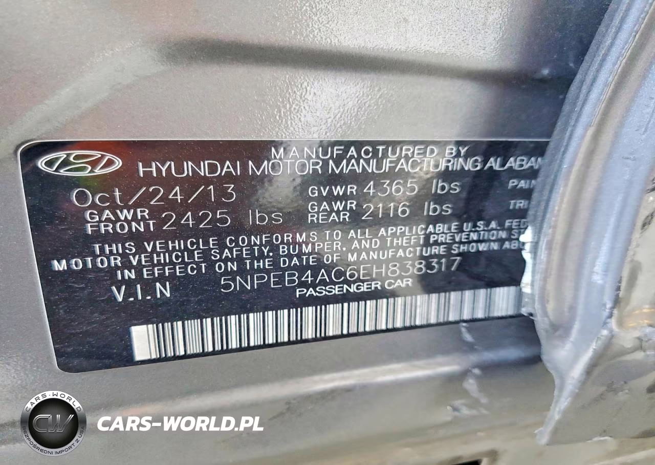 2014 Hyundai Sonata Gls VIN:5NPEB4AC6EH838317 - 12