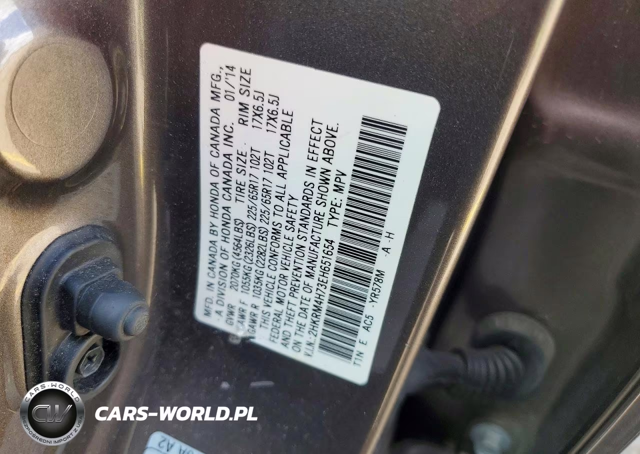 2014 Honda Cr-V Exl VIN:2HKRM4H73EH651654 - 14