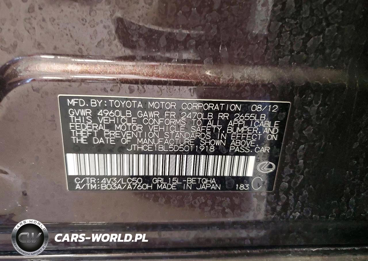 2013 Lexus Gs 350 VIN:JTHCE1BL5D5011918 - 12