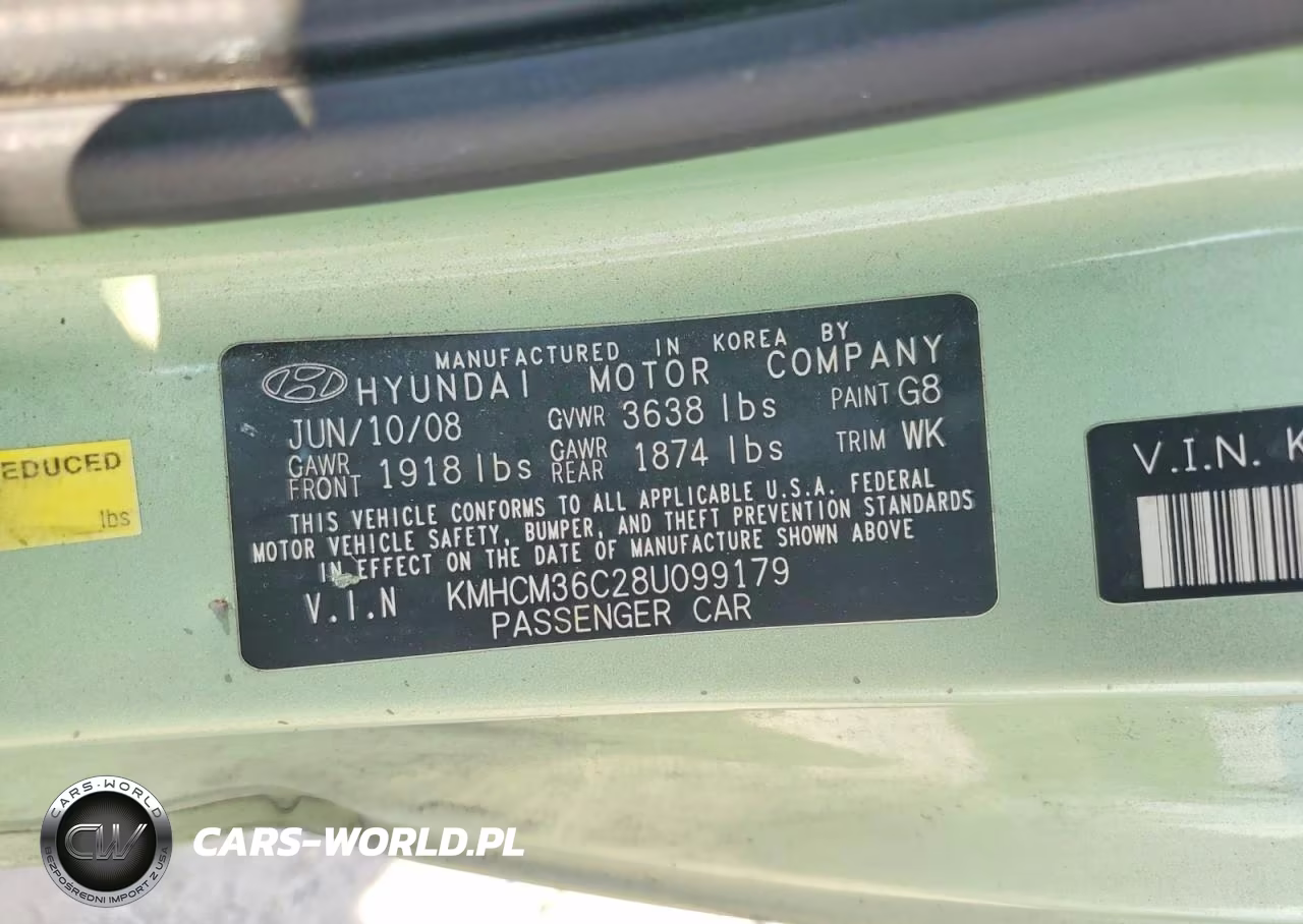 2008 Hyundai Accent Gs VIN:KMHCM36C28U099179 - 12