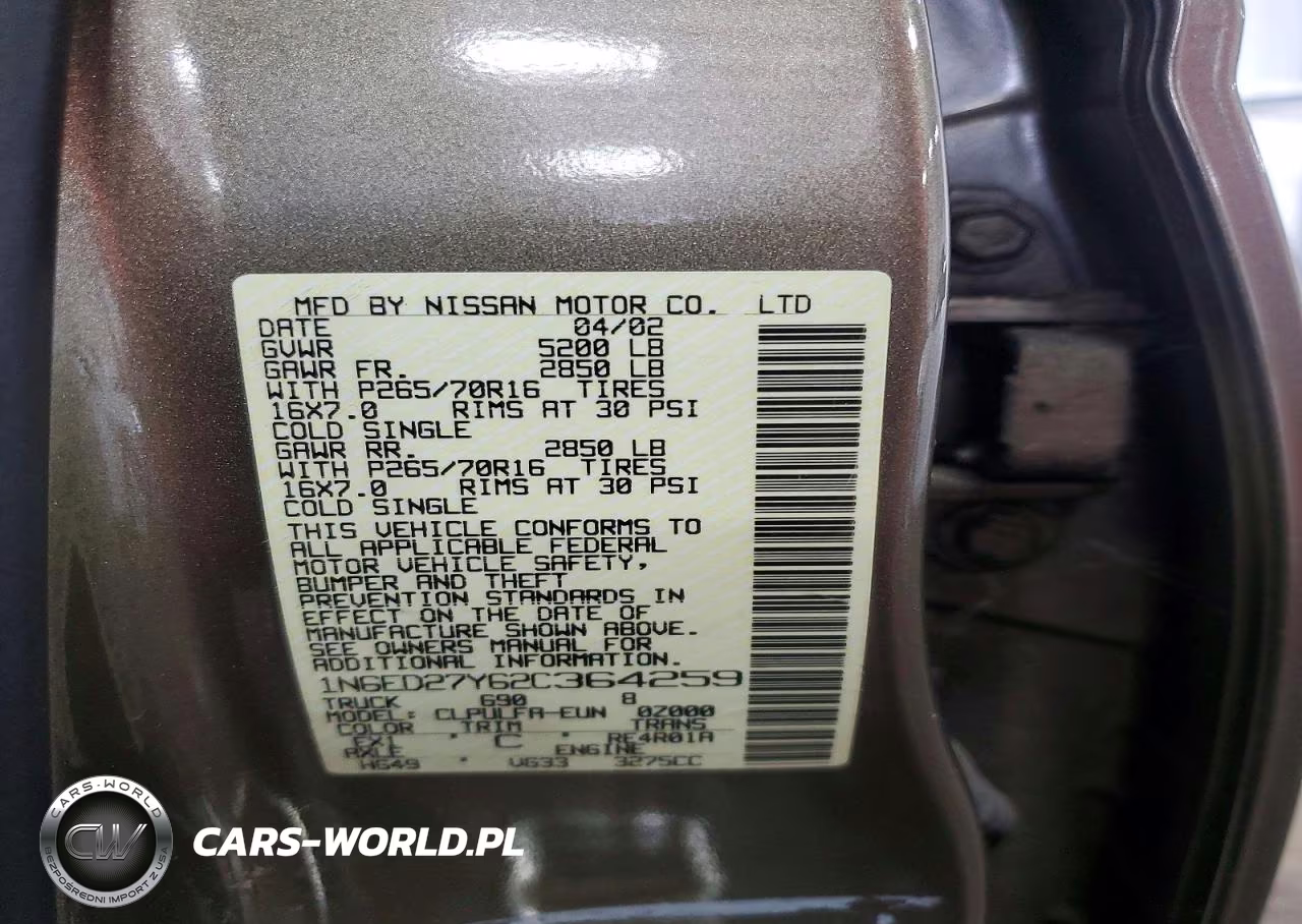 2002 Nissan Frontier Xe-V6 VIN:1N6ED27Y62C364259 - 12