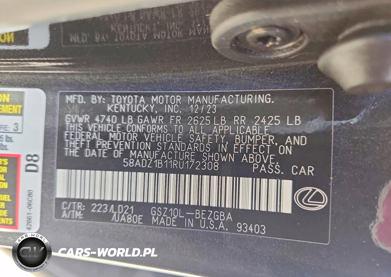 2024 Lexus Es 350 Base VIN:58ADZ1B11RU172308 - 12
