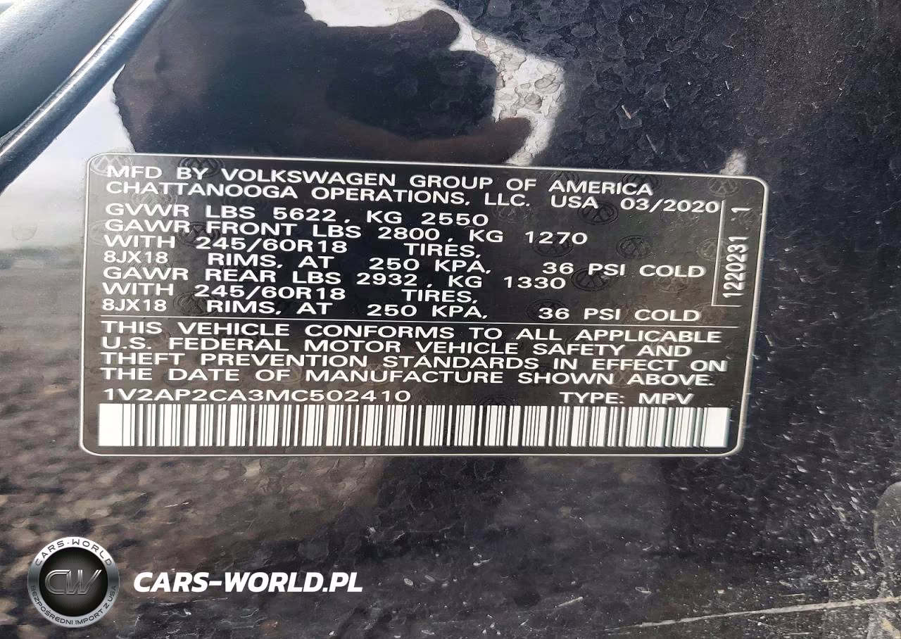 2021 Volkswagen Atlas S VIN:1V2AP2CA3MC502410 - 13