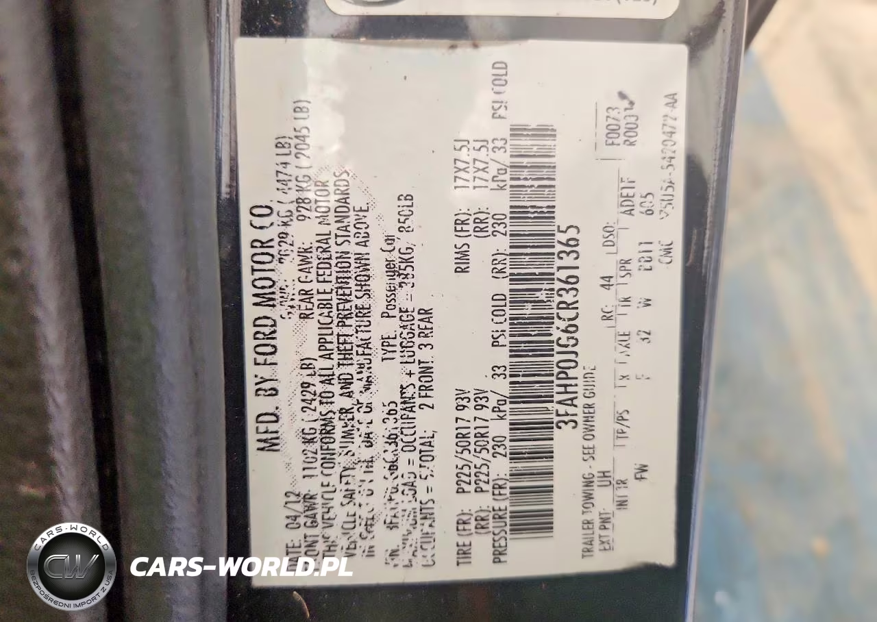 2012 Ford Fusion Sel VIN:3FAHP0JG6CR361365 - 13