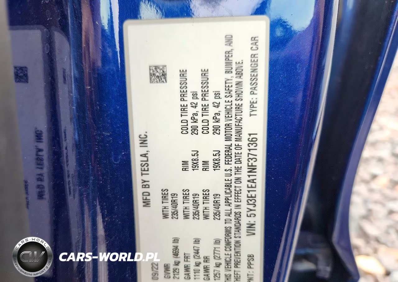 2022 Tesla Model 3 VIN:5YJ3E1EA1NF371361 - 12