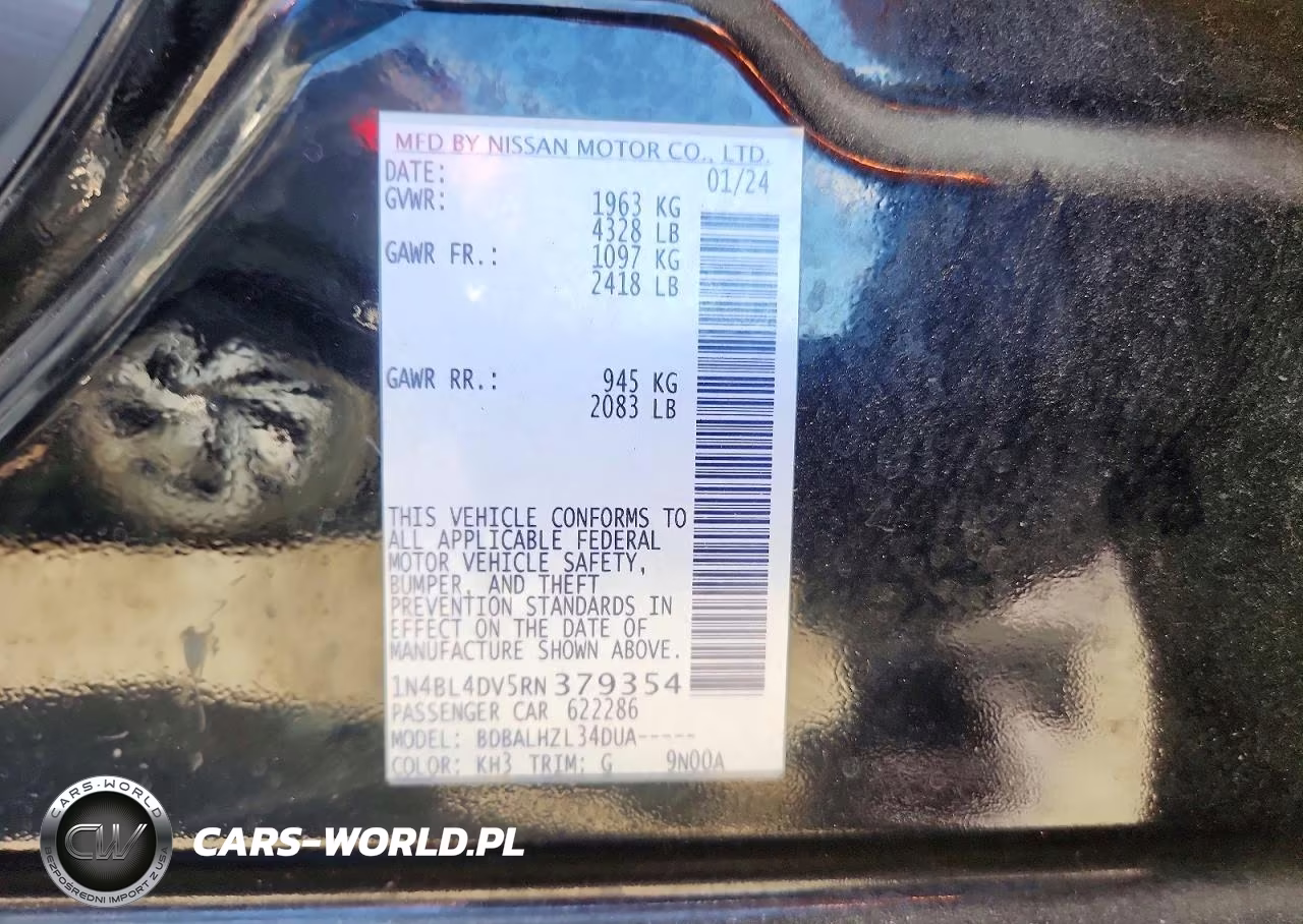 2024 Nissan Altima Sv VIN:1N4BL4DV5RN379354 - 12