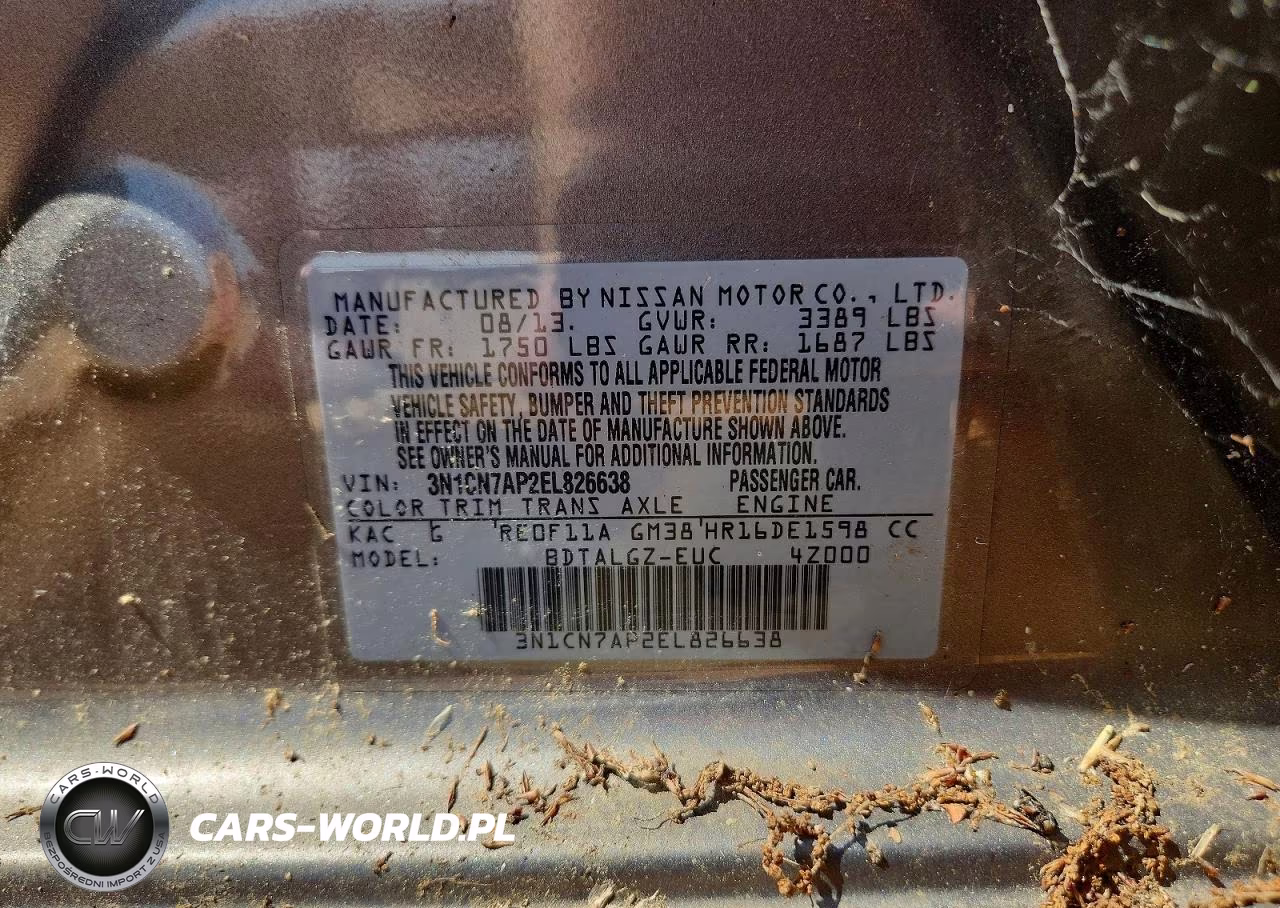 2014 Nissan Versa 1.6 S VIN:3N1CN7AP2EL826638 - 12