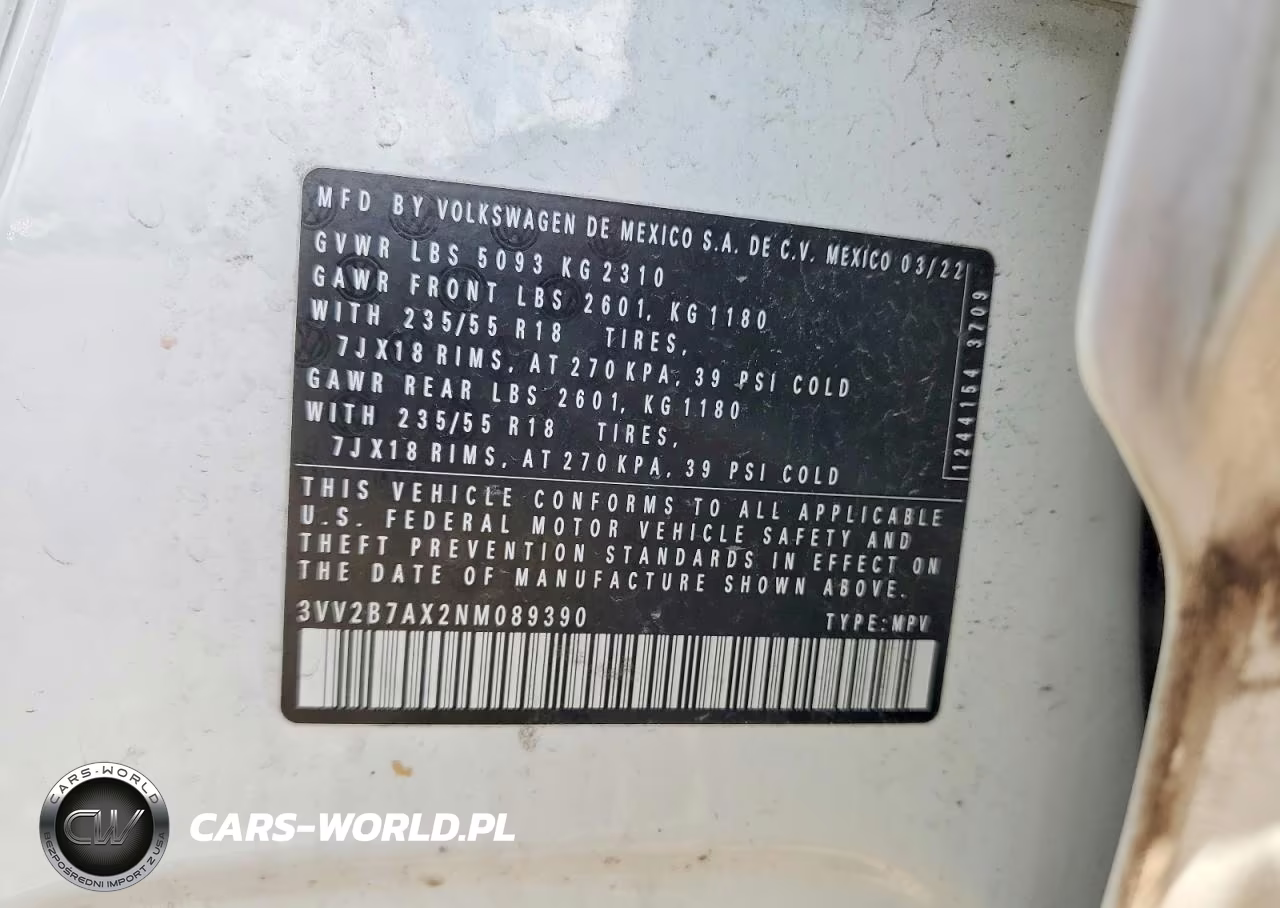 2022 Volkswagen Tiguan Se VIN:3VV2B7AX2NM089390 - 14