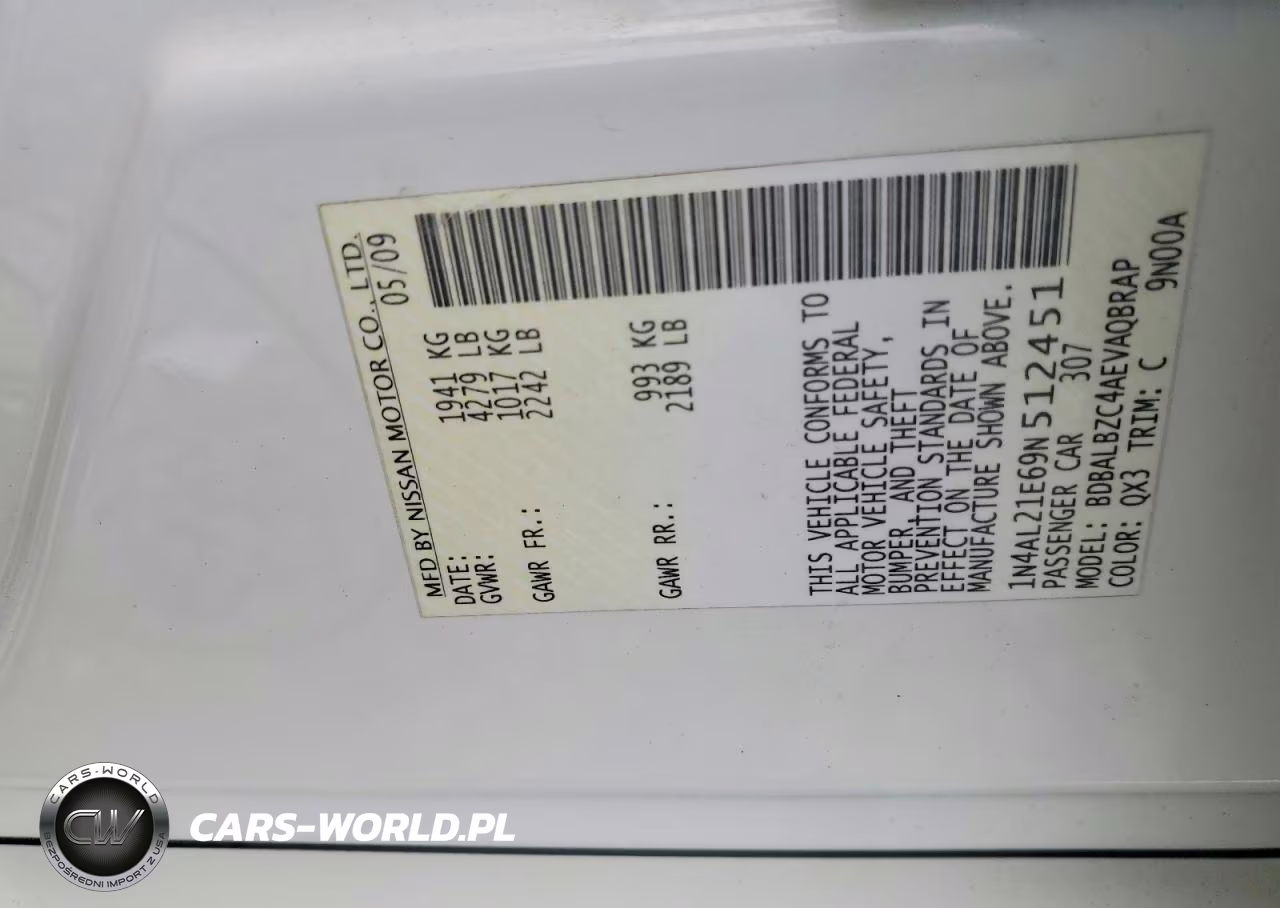2009 Nissan Altima 2.5 VIN:1N4AL21E69N512451 - 12