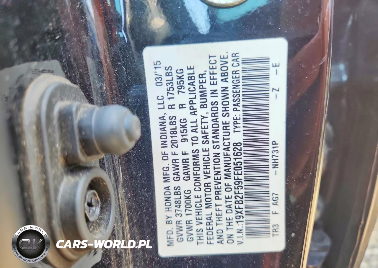 2015 Honda Civic Lx VIN:19XFB2F59FE051628 - 13