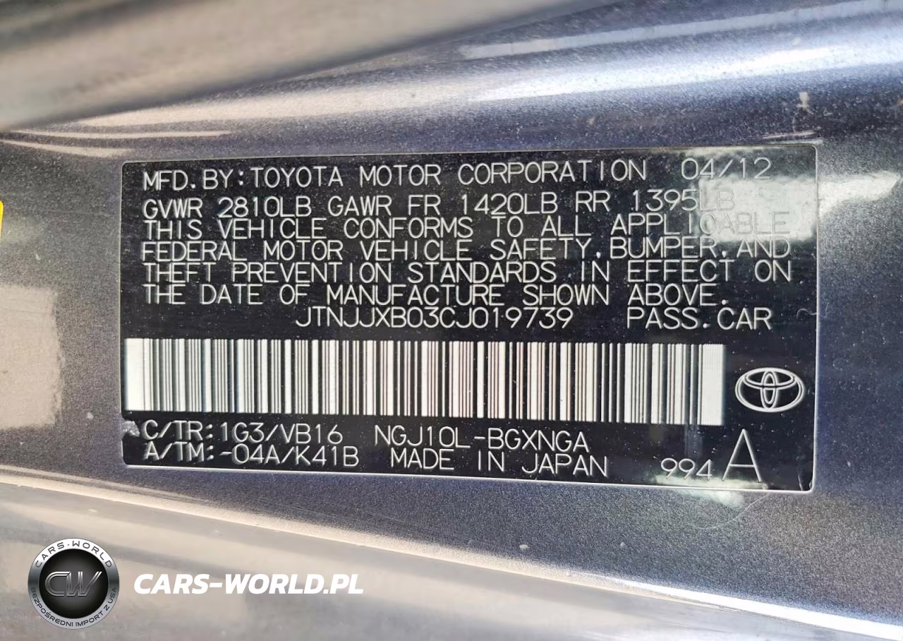 2012 Scion Iq Base VIN:JTNJJXB03CJ019739 - 13