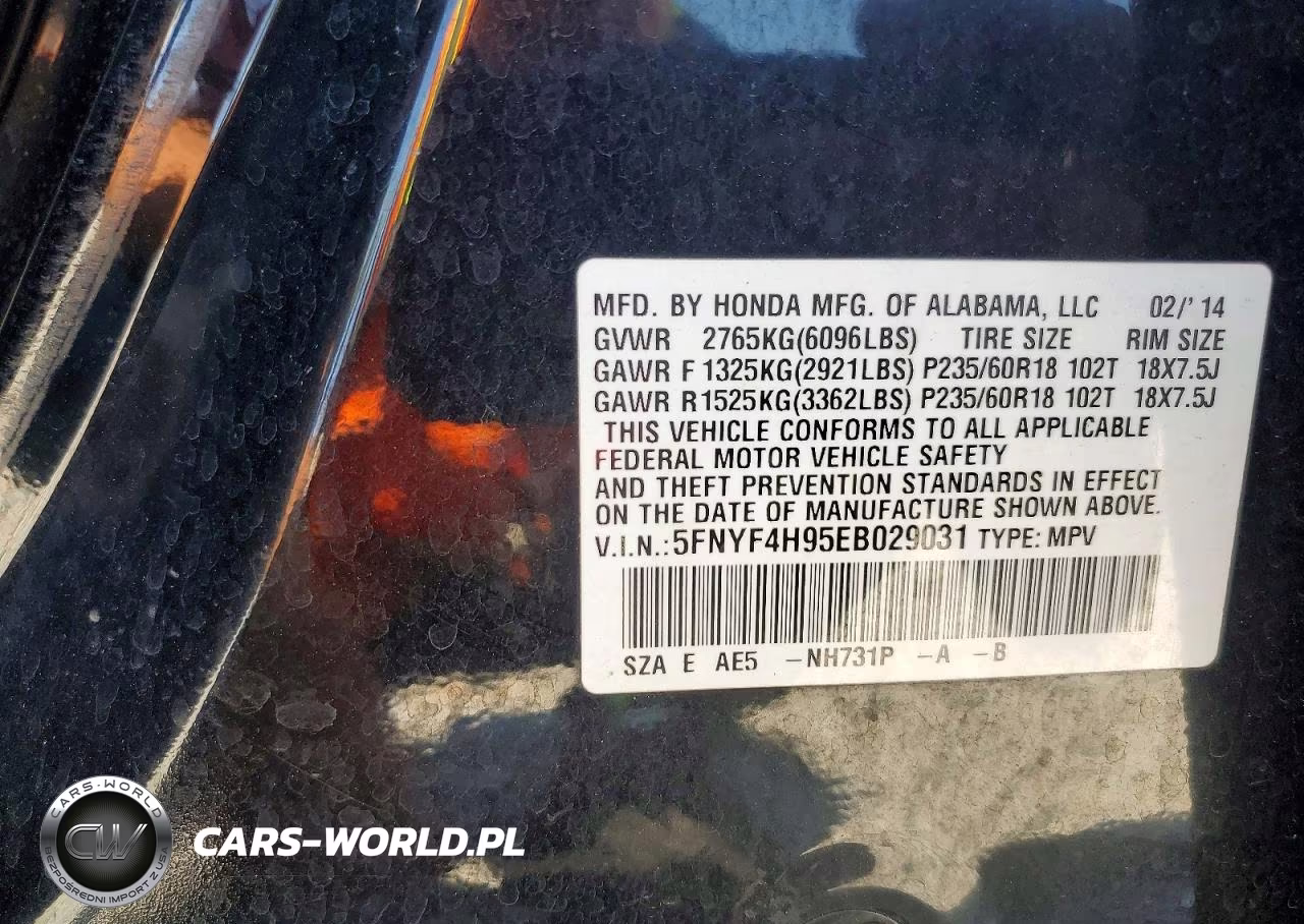 2014 Honda Pilot Touring VIN:5FNYF4H95EB029031 - 13