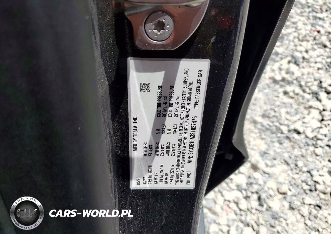 2025 Tesla Model 3 VIN:5YJ3E1EA3SF027476 - 13