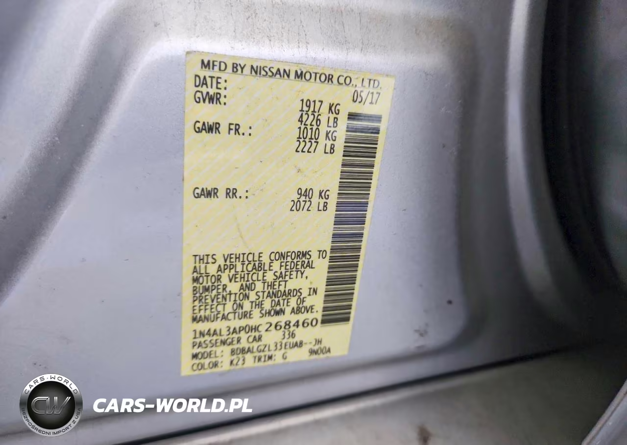 2017 Nissan Altima 2.5 S VIN:1N4AL3AP0HC268460 - 12