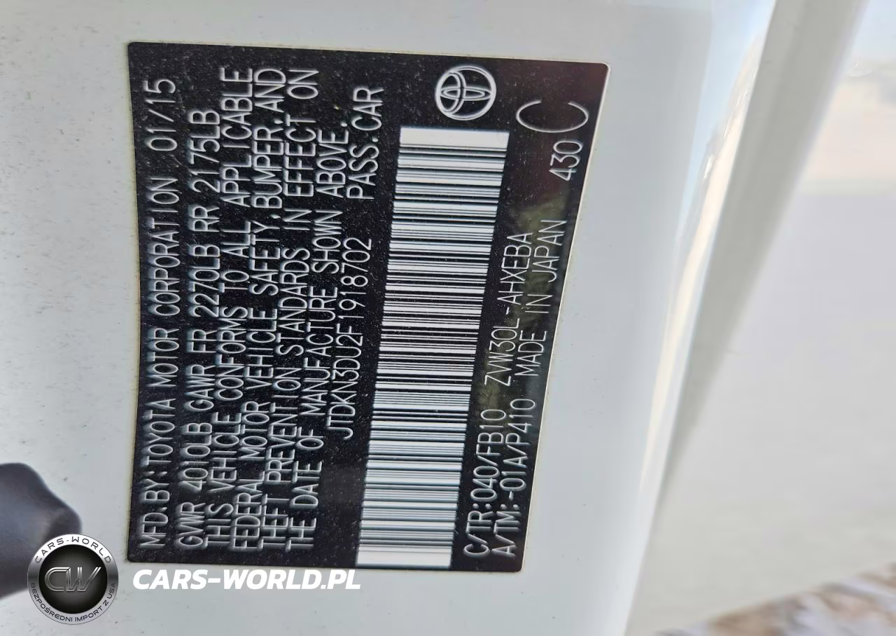 2015 Toyota Prius Two VIN:JTDKN3DU2F1918702 - 12
