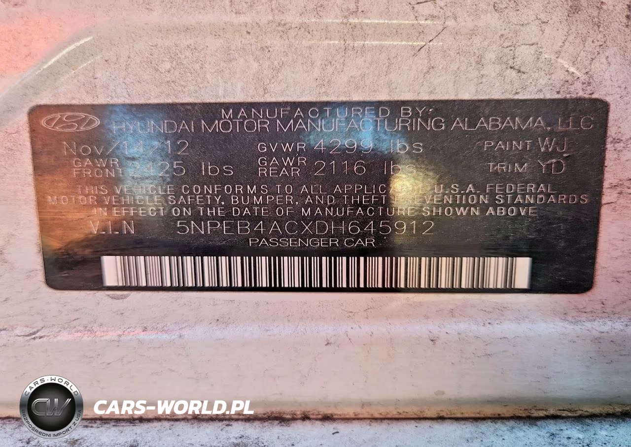 2013 Hyundai Sonata Gls VIN:5NPEB4ACXDH645912 - 12