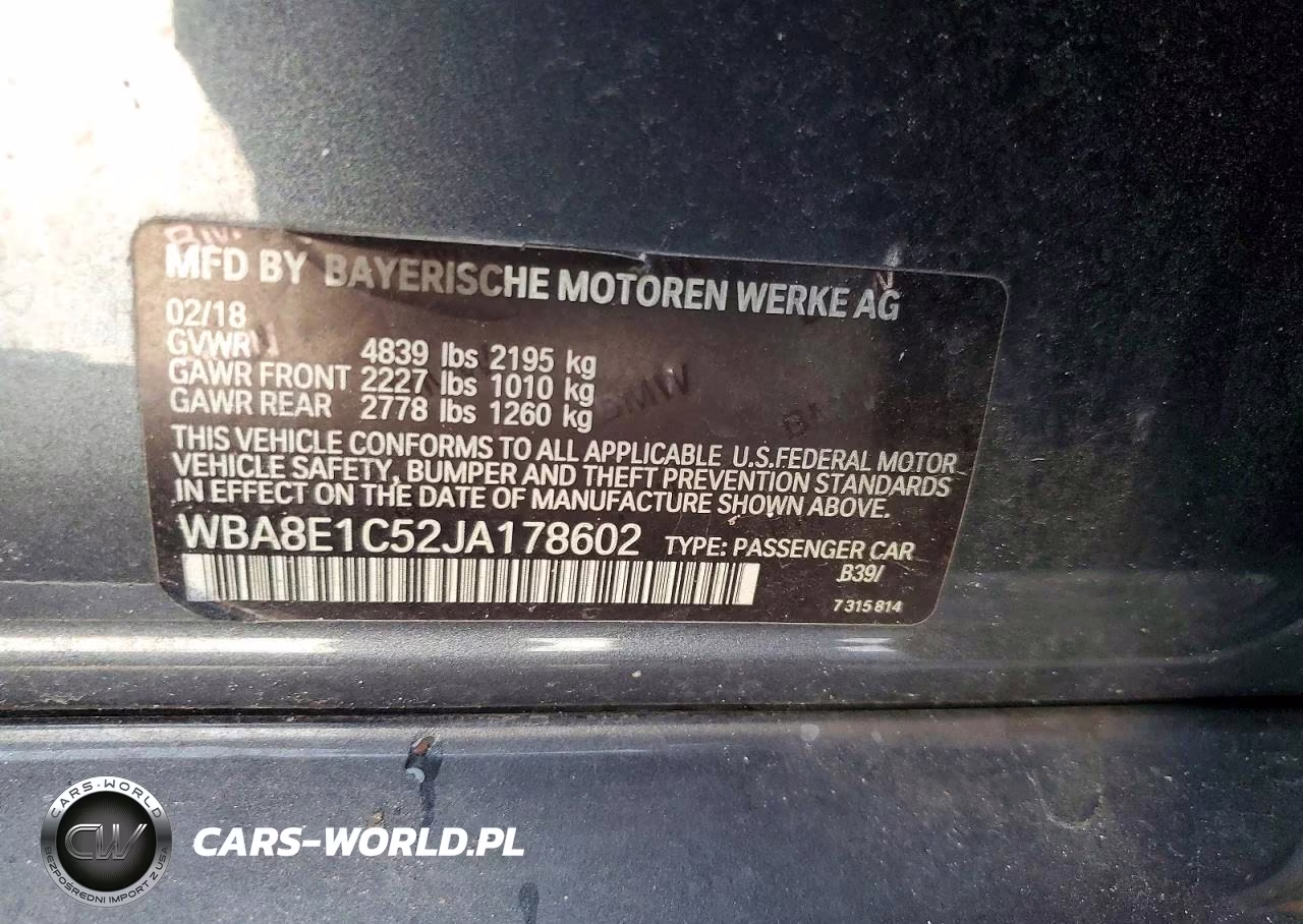 2018 BMW 330E VIN:WBA8E1C52JA178602 - 12