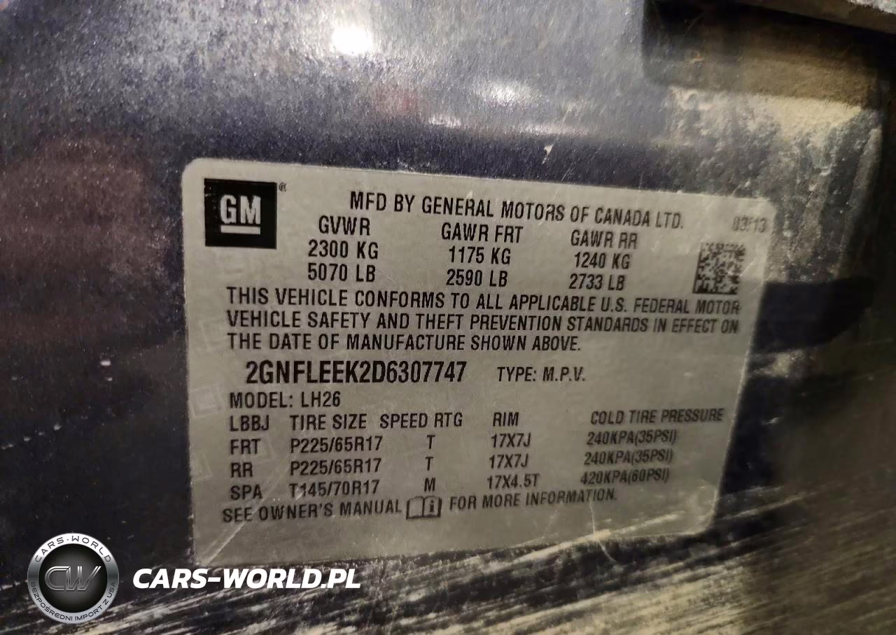 2013 Chevrolet Equinox Lt VIN:2GNFLEEK2D6307747 - 13