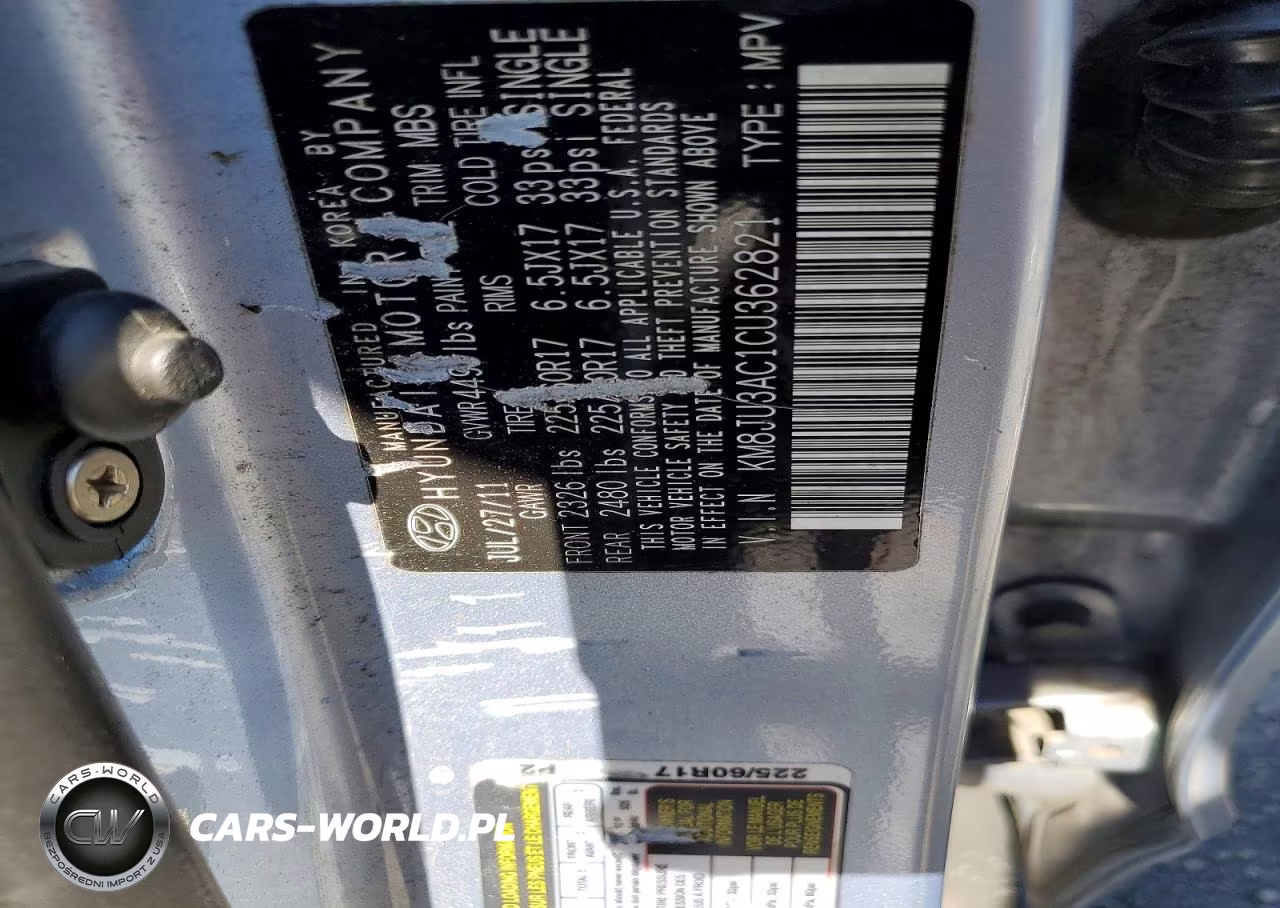 2012 Hyundai Tucson Gls VIN:KM8JU3AC1CU362821 - 12