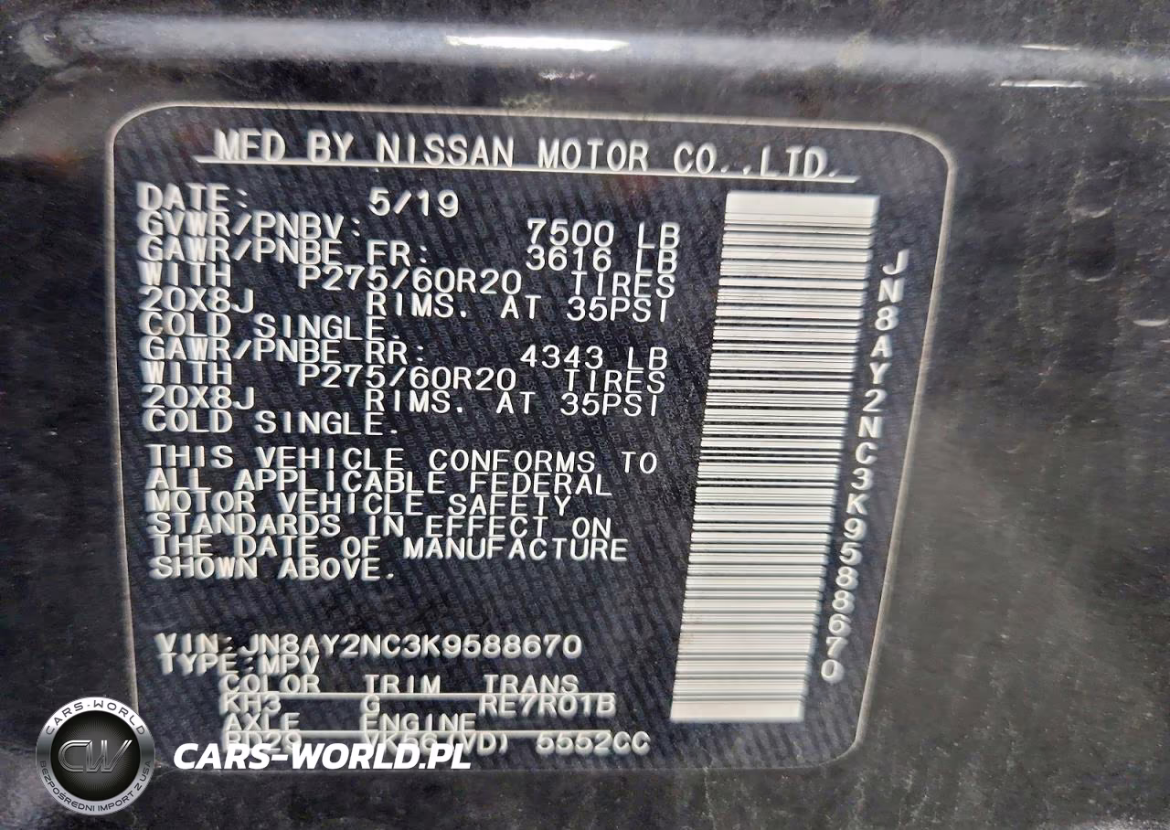 2019 Nissan Armada Sl VIN:JN8AY2NC3K9588670 - 13