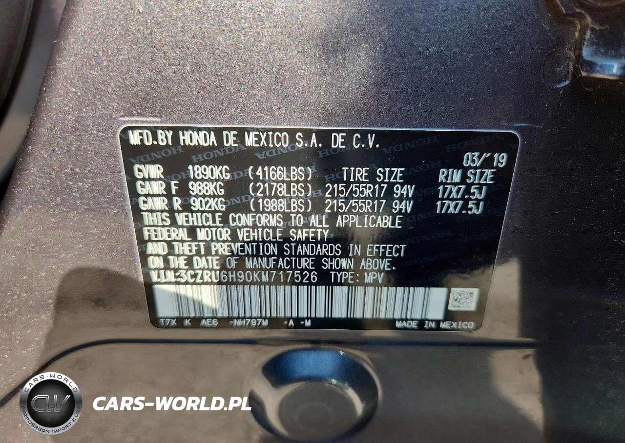2019 Honda Hr-V Touring VIN:3CZRU6H90KM717526 - 13