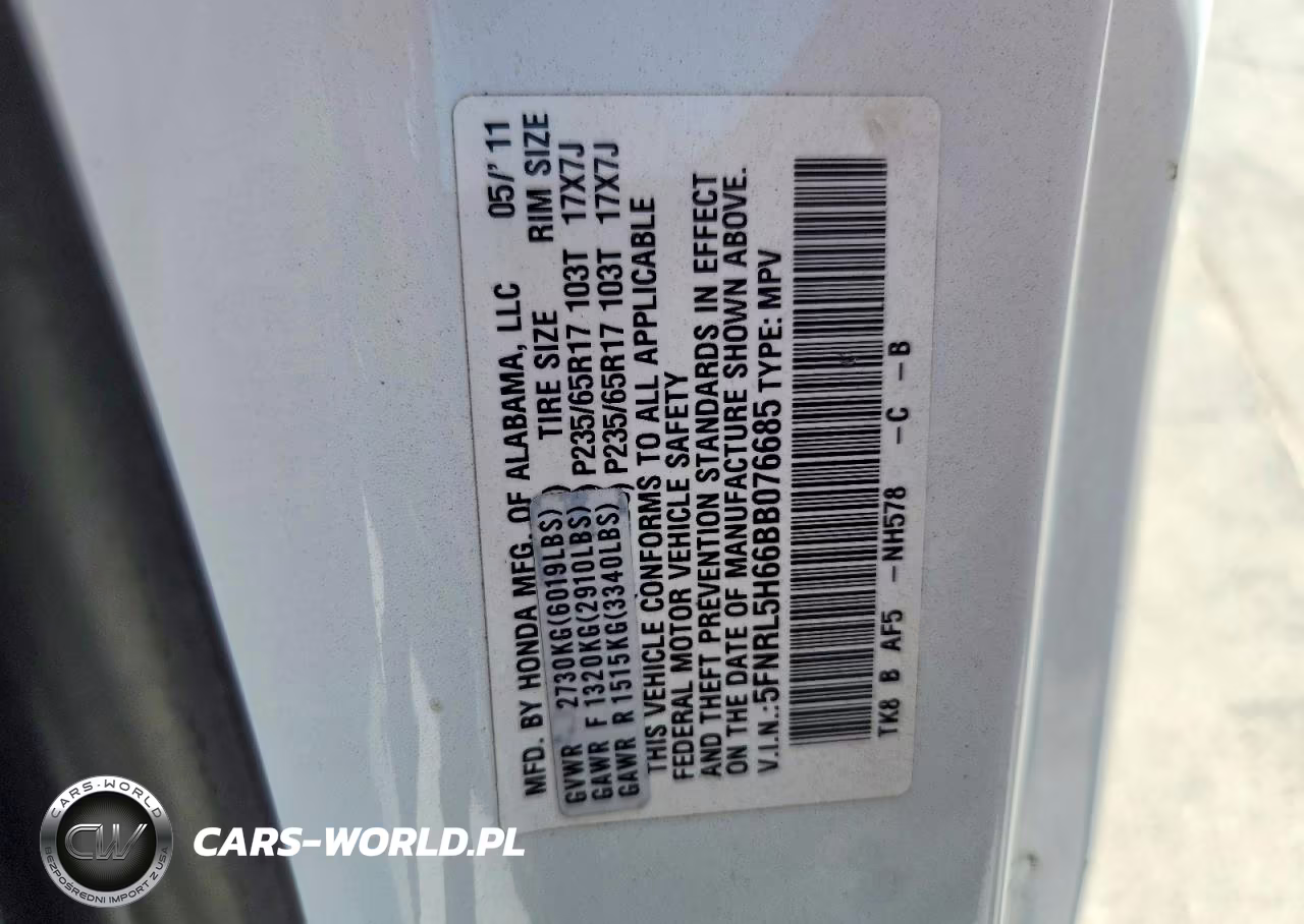 2011 Honda Odyssey Exl VIN:5FNRL5H66BB076685 - 13