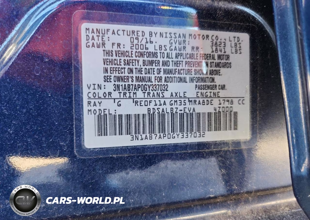 2016 Nissan Sentra S VIN:3N1AB7AP0GY337032 - 12